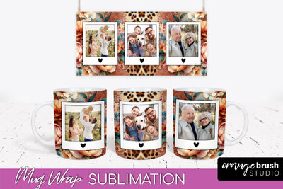 Flowers Photo Frame Mug Wrap - Add Picture Mug Sublimation Sublimation OrangeBrushStudio 