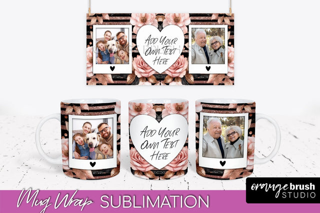 Flowers Photo Frame Mug Wrap - Add Picture Mug Sublimation Sublimation OrangeBrushStudio 