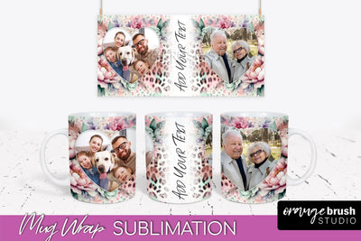 Flowers Photo Frame Mug Wrap - Add Picture Mug Sublimation Sublimation OrangeBrushStudio 