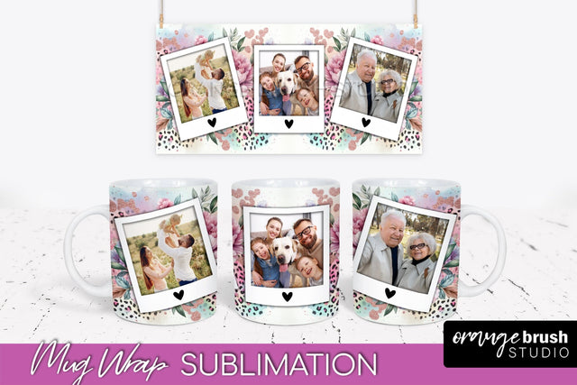 Flowers Photo Frame Mug Wrap - Add Picture Mug Sublimation Sublimation OrangeBrushStudio 