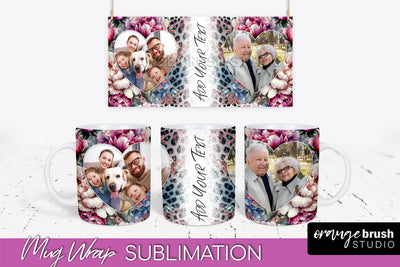 Flowers Photo Frame Mug Wrap - Add Picture Mug Sublimation Sublimation OrangeBrushStudio 