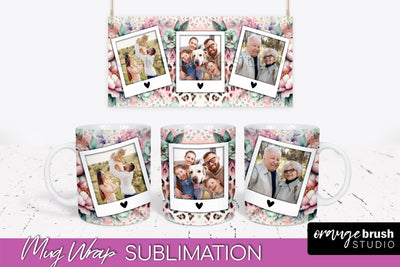 Flowers Photo Frame Mug Wrap - Add Picture Mug Sublimation Sublimation OrangeBrushStudio 