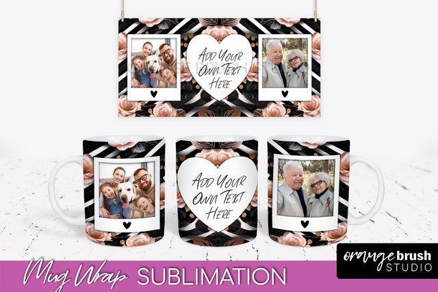 Flowers Photo Frame Mug Wrap - Add Picture Mug Sublimation Sublimation OrangeBrushStudio 