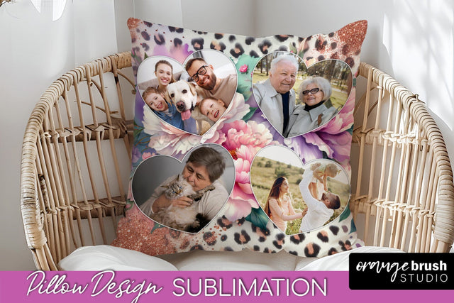 Flowers Photo Frame Pillow Sublimation - Add Your Picture Sublimation OrangeBrushStudio 