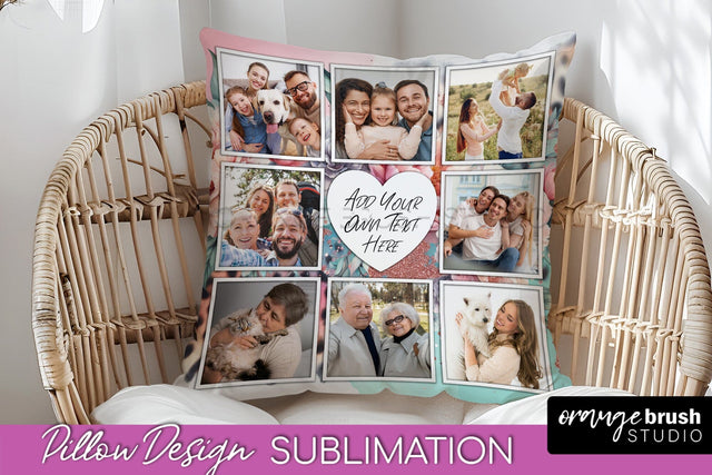 Flowers Photo Frame Pillow Sublimation - Add Your Picture Sublimation OrangeBrushStudio 