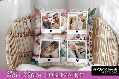 Flowers Photo Frame Pillow Sublimation - Add Your Picture Sublimation OrangeBrushStudio 