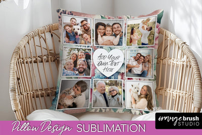 Flowers Photo Frame Pillow Sublimation - Add Your Picture Sublimation OrangeBrushStudio 