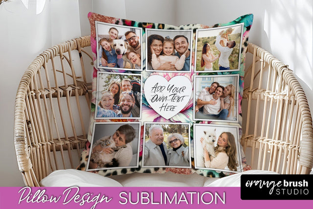 Flowers Photo Frame Pillow Sublimation - Add Your Picture Sublimation OrangeBrushStudio 