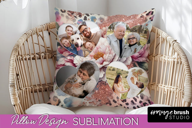 Flowers Photo Frame Pillow Sublimation - Add Your Picture Sublimation OrangeBrushStudio 