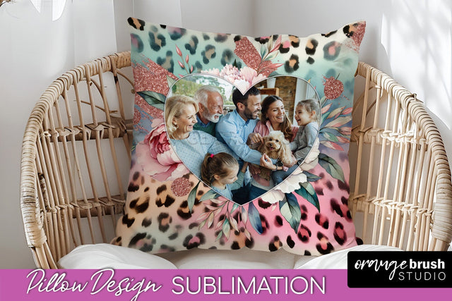 Flowers Photo Frame Pillow Sublimation - Add Your Picture Sublimation OrangeBrushStudio 