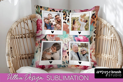 Flowers Photo Frame Pillow Sublimation - Add Your Picture Sublimation OrangeBrushStudio 