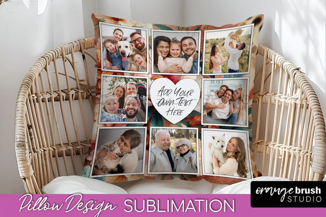 Flowers Photo Frame Pillow Sublimation - Add Your Picture Sublimation OrangeBrushStudio 