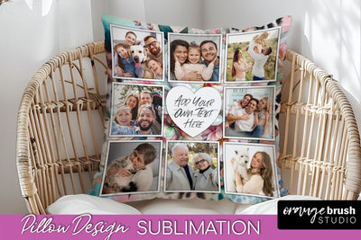 Flowers Photo Frame Pillow Sublimation - Add Your Picture Sublimation OrangeBrushStudio 