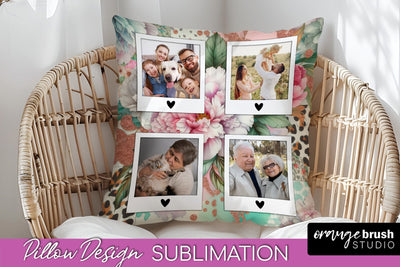 Flowers Photo Frame Pillow Sublimation - Add Your Picture Sublimation OrangeBrushStudio 