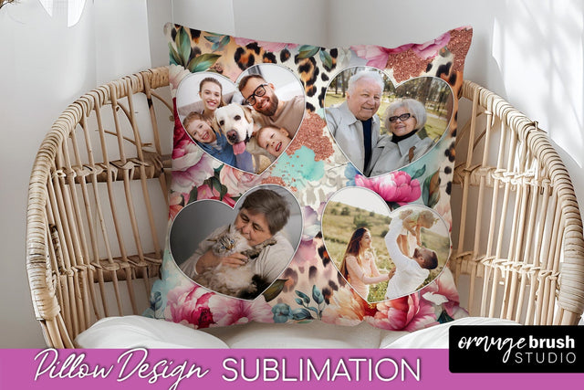 Flowers Photo Frame Pillow Sublimation - Add Your Picture Sublimation OrangeBrushStudio 