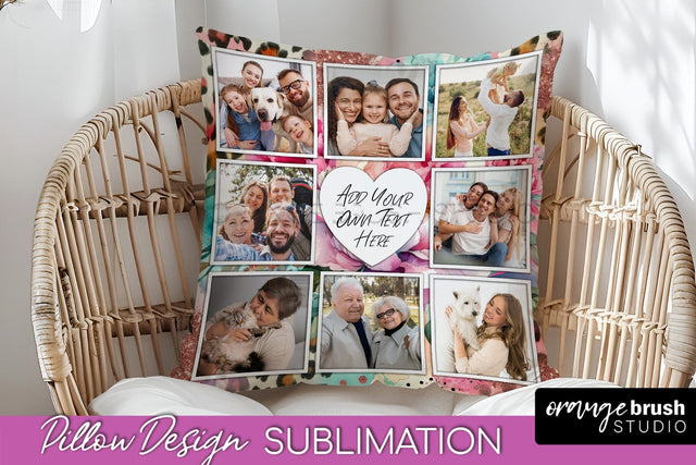 Flowers Photo Frame Pillow Sublimation - Add Your Picture Sublimation OrangeBrushStudio 