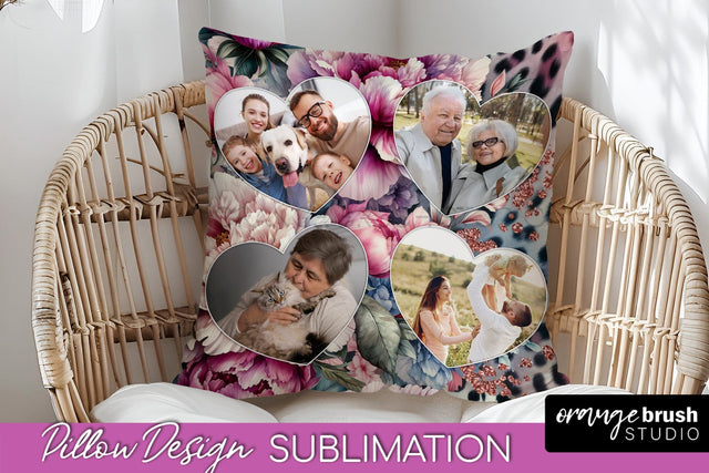 Flowers Photo Frame Pillow Sublimation - Add Your Picture Sublimation OrangeBrushStudio 
