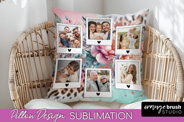 Flowers Photo Frame Pillow Sublimation - Add Your Picture Sublimation OrangeBrushStudio 