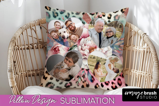 Flowers Photo Frame Pillow Sublimation - Add Your Picture Sublimation OrangeBrushStudio 