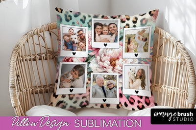 Flowers Photo Frame Pillow Sublimation - Add Your Picture Sublimation OrangeBrushStudio 