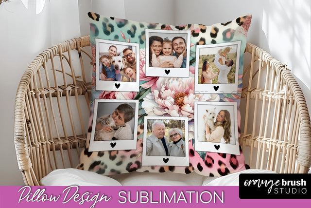 Flowers Photo Frame Pillow Sublimation - Add Your Picture Sublimation OrangeBrushStudio 