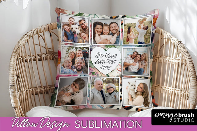 Flowers Photo Frame Pillow Sublimation - Add Your Picture Sublimation OrangeBrushStudio 