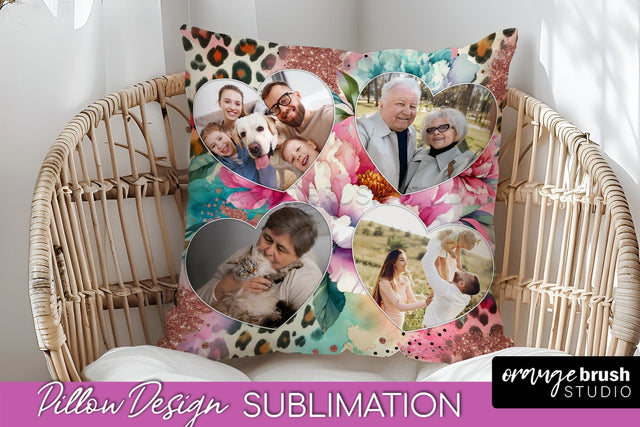 Flowers Photo Frame Pillow Sublimation - Add Your Picture Sublimation OrangeBrushStudio 