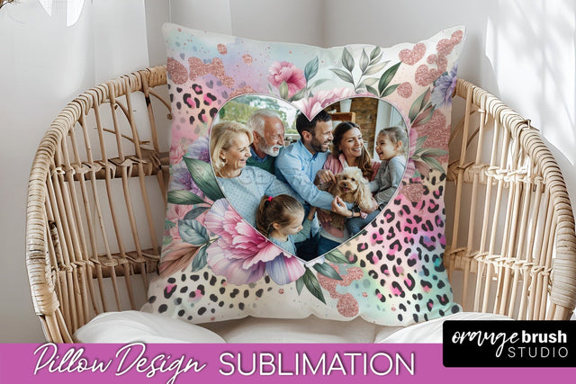 Flowers Photo Frame Pillow Sublimation - Add Your Picture Sublimation OrangeBrushStudio 