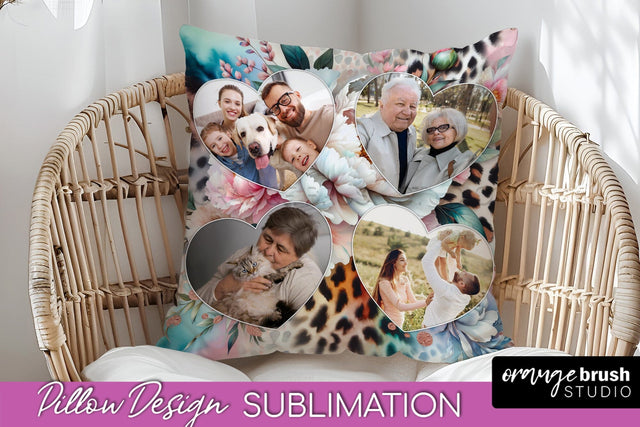 Flowers Photo Frame Pillow Sublimation - Add Your Picture Sublimation OrangeBrushStudio 