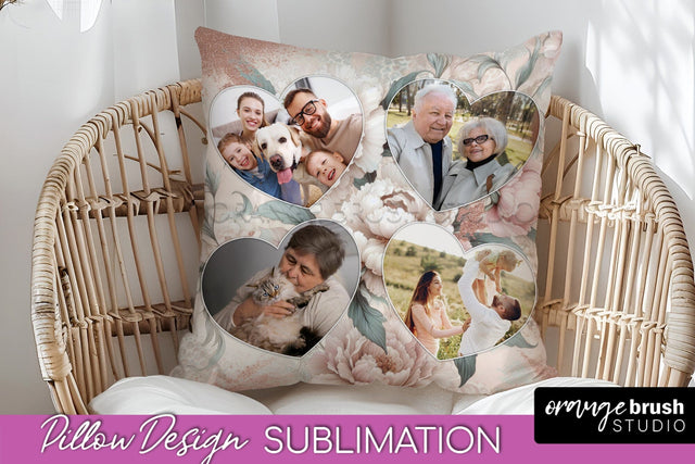 Flowers Photo Frame Pillow Sublimation - Add Your Picture Sublimation OrangeBrushStudio 