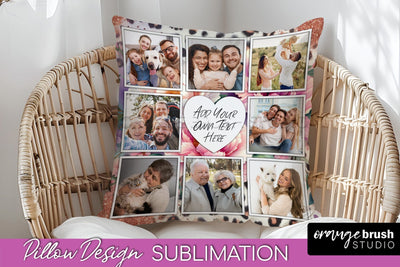 Flowers Photo Frame Pillow Sublimation - Add Your Picture Sublimation OrangeBrushStudio 