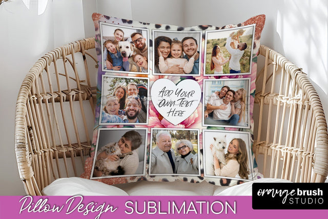 Flowers Photo Frame Pillow Sublimation - Add Your Picture Sublimation OrangeBrushStudio 