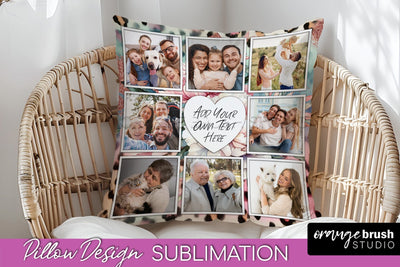 Flowers Photo Frame Pillow Sublimation - Add Your Picture Sublimation OrangeBrushStudio 