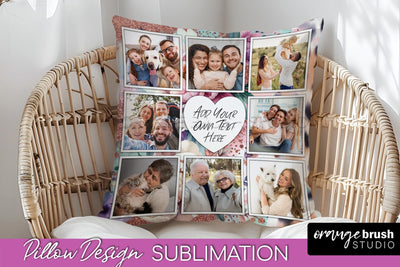 Flowers Photo Frame Pillow Sublimation - Add Your Picture Sublimation OrangeBrushStudio 