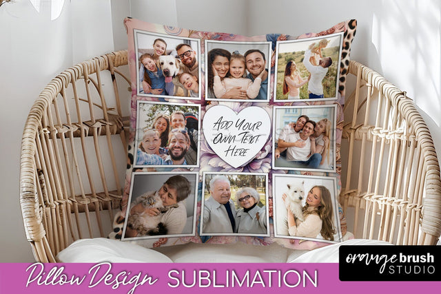 Flowers Photo Frame Pillow Sublimation - Add Your Picture Sublimation OrangeBrushStudio 