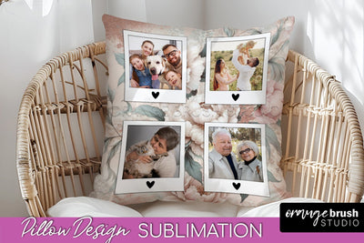 Flowers Photo Frame Pillow Sublimation - Add Your Picture Sublimation OrangeBrushStudio 