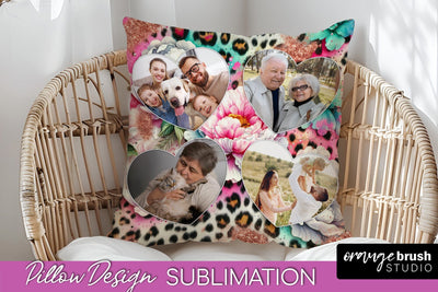 Flowers Photo Frame Pillow Sublimation - Add Your Picture Sublimation OrangeBrushStudio 