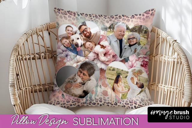 Flowers Photo Frame Pillow Sublimation - Add Your Picture Sublimation OrangeBrushStudio 