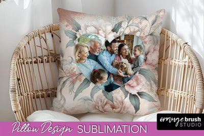 Flowers Photo Frame Pillow Sublimation - Add Your Picture Sublimation OrangeBrushStudio 