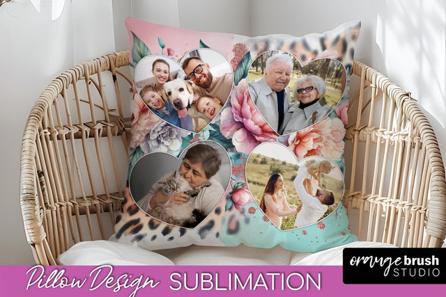 Flowers Photo Frame Pillow Sublimation - Add Your Picture Sublimation OrangeBrushStudio 