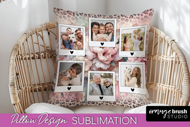Flowers Photo Frame Pillow Sublimation - Add Your Picture Sublimation OrangeBrushStudio 