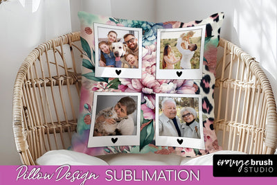 Flowers Photo Frame Pillow Sublimation - Add Your Picture Sublimation OrangeBrushStudio 