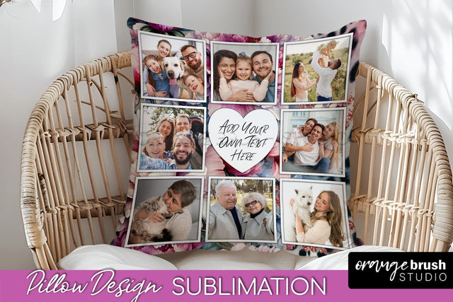 Flowers Photo Frame Pillow Sublimation - Add Your Picture Sublimation OrangeBrushStudio 