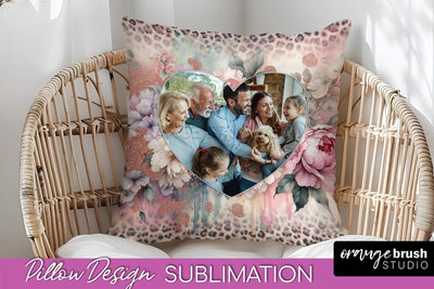 Flowers Photo Frame Pillow Sublimation - Add Your Picture Sublimation OrangeBrushStudio 