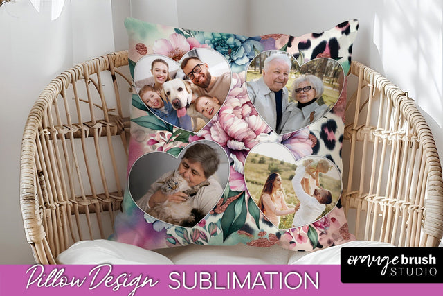 Flowers Photo Frame Pillow Sublimation - Add Your Picture Sublimation OrangeBrushStudio 