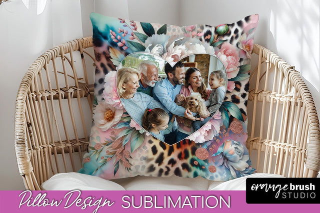 Flowers Photo Frame Pillow Sublimation - Add Your Picture Sublimation OrangeBrushStudio 