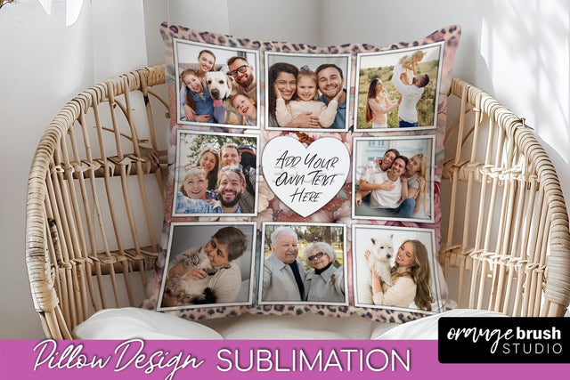 Flowers Photo Frame Pillow Sublimation - Add Your Picture Sublimation OrangeBrushStudio 