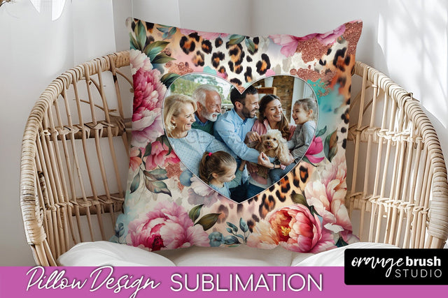 Flowers Photo Frame Pillow Sublimation - Add Your Picture Sublimation OrangeBrushStudio 