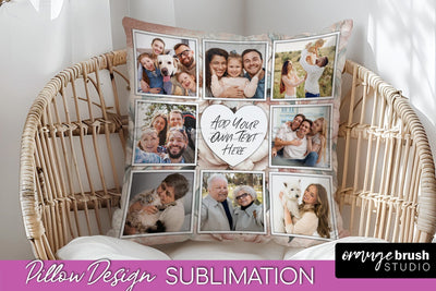 Flowers Photo Frame Pillow Sublimation - Add Your Picture Sublimation OrangeBrushStudio 
