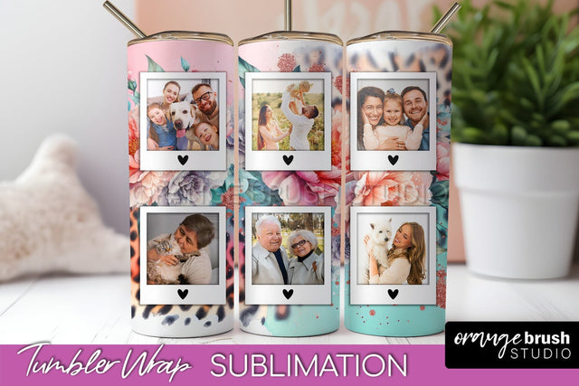 Flowers Photo Frame Tumbler PNG - Add Picture Tumbler Wrap Sublimation OrangeBrushStudio 